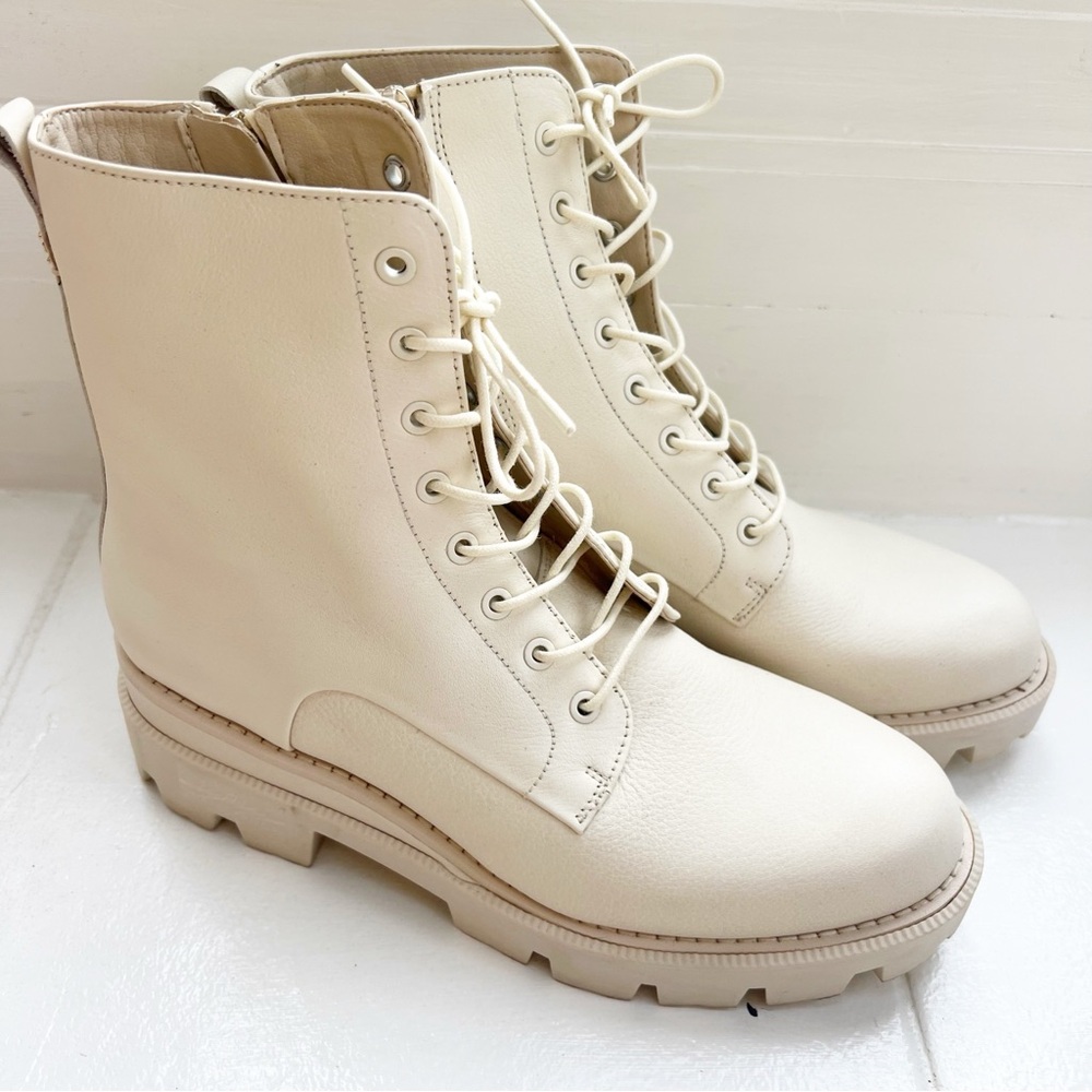 Sam Edelman Garret Platform Combat Boot soft leather cream ivory size 8.5 - Picture 4 of 9